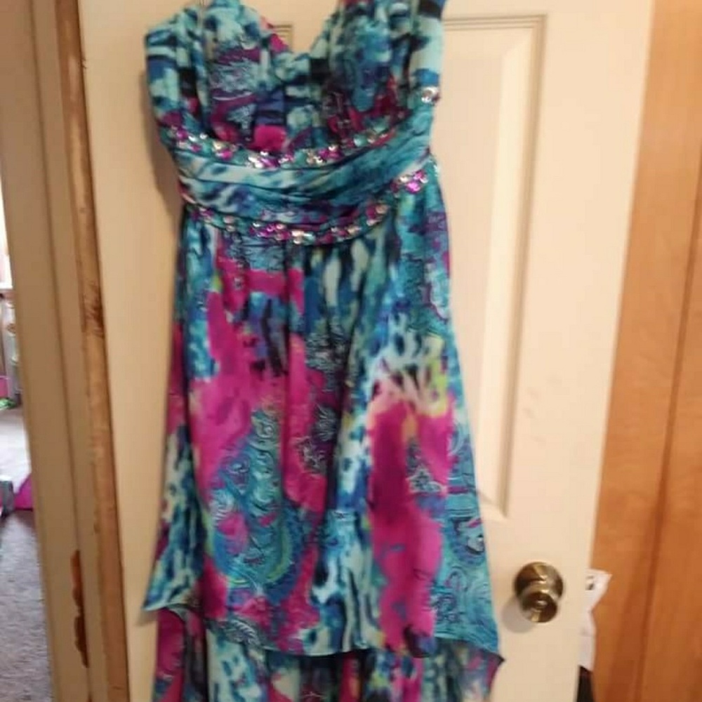 Multi color hi/low dress
